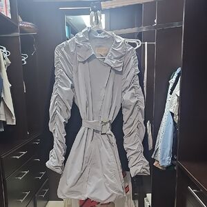 Michael Kors Light Gray Ruched Coat